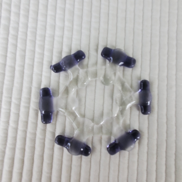 4 Hand Blown Clear Glass Christmas Ornaments Vintage Snowflake Tree Green Blue - Picture 5 of 6